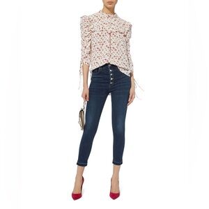 Veronica Beard Debbie Frayed Skinny Jeans in Bright Blue. Size 25
